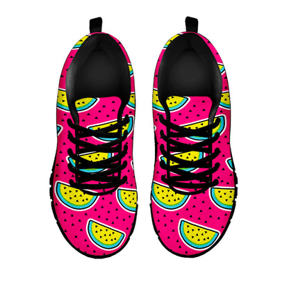 Purple Fancy Watermelon Pattern Print Black Running Shoes