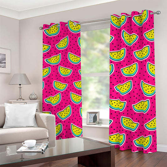 Purple Fancy Watermelon Pattern Print Blackout Grommet Curtains