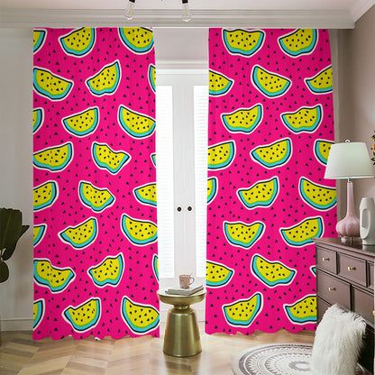 Purple Fancy Watermelon Pattern Print Blackout Pencil Pleat Curtains
