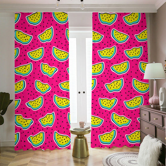 Purple Fancy Watermelon Pattern Print Blackout Pencil Pleat Curtains