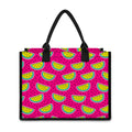 Purple Fancy Watermelon Pattern Print Canvas Tote Bag