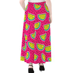 Purple Fancy Watermelon Pattern Print Chiffon Maxi Skirt