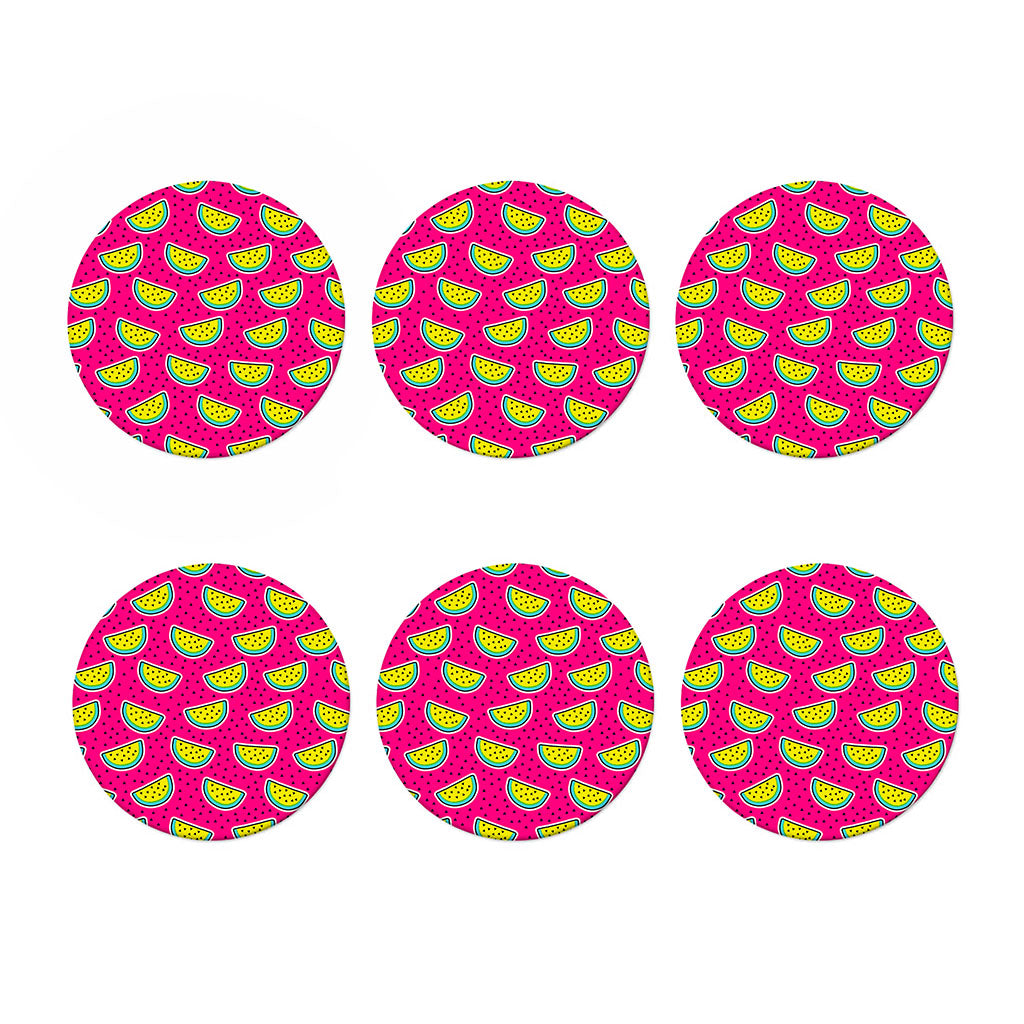 Purple Fancy Watermelon Pattern Print Coaster Set
