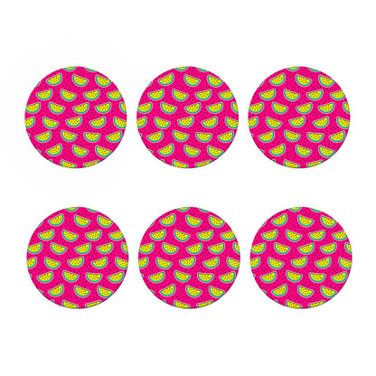 Purple Fancy Watermelon Pattern Print Coaster Set