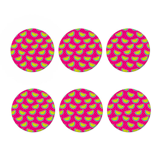 Purple Fancy Watermelon Pattern Print Coaster Set