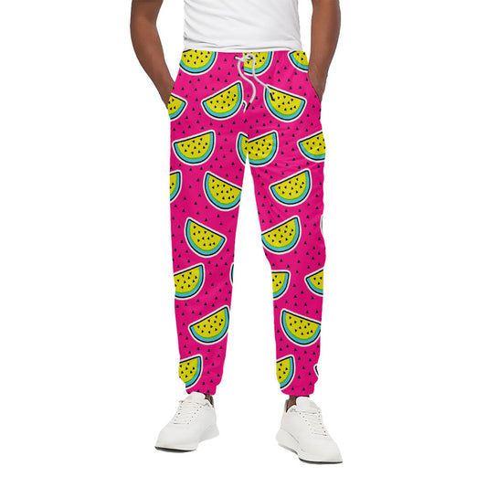 Purple Fancy Watermelon Pattern Print Cotton Pants