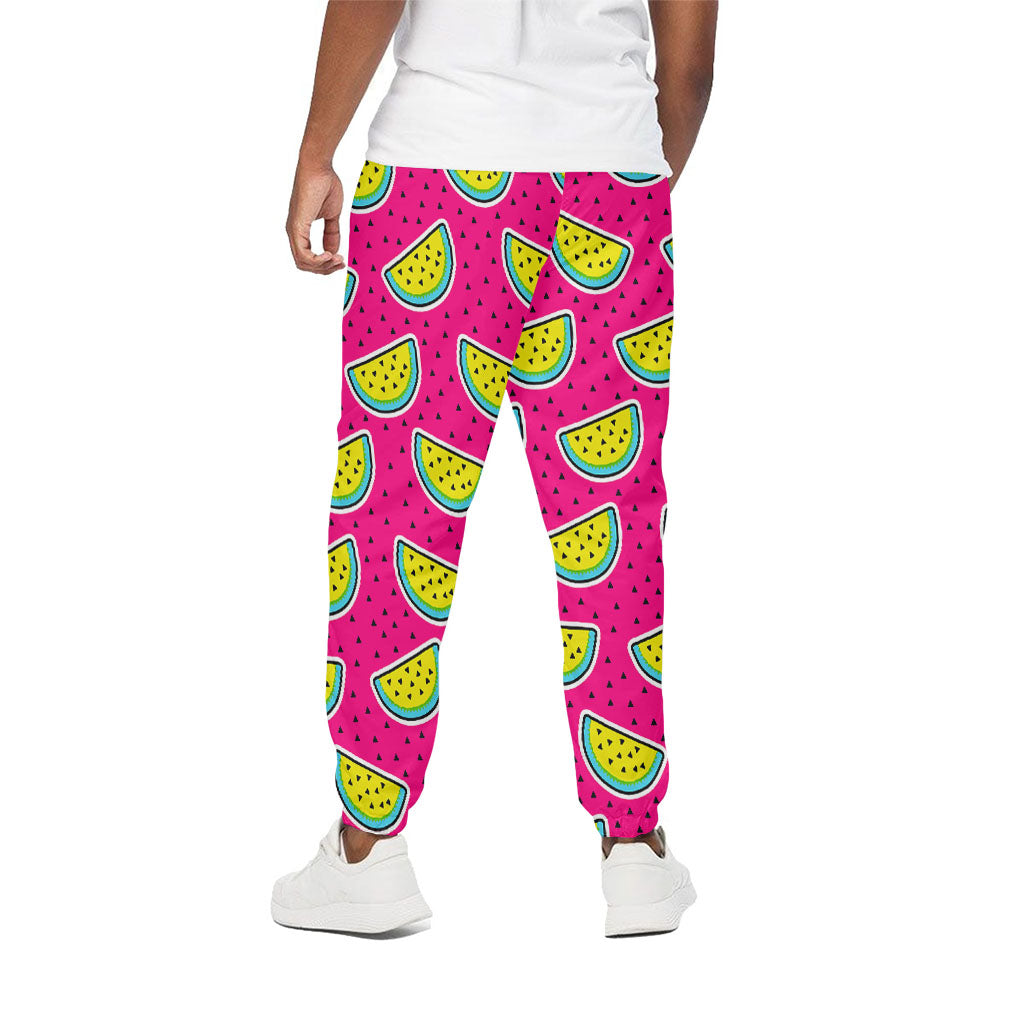 Purple Fancy Watermelon Pattern Print Cotton Pants