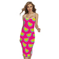 Purple Fancy Watermelon Pattern Print Cross Back Cami Dress