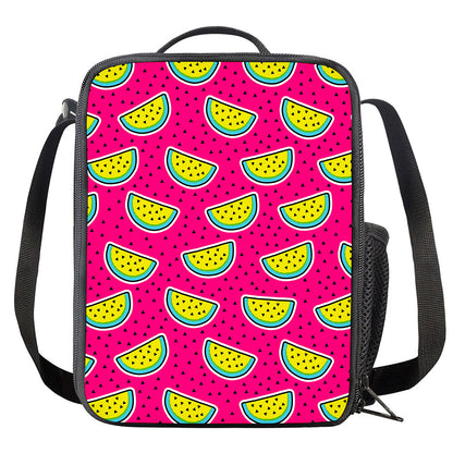 Purple Fancy Watermelon Pattern Print Crossbody Lunch Bag