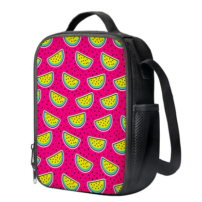 Purple Fancy Watermelon Pattern Print Crossbody Lunch Bag