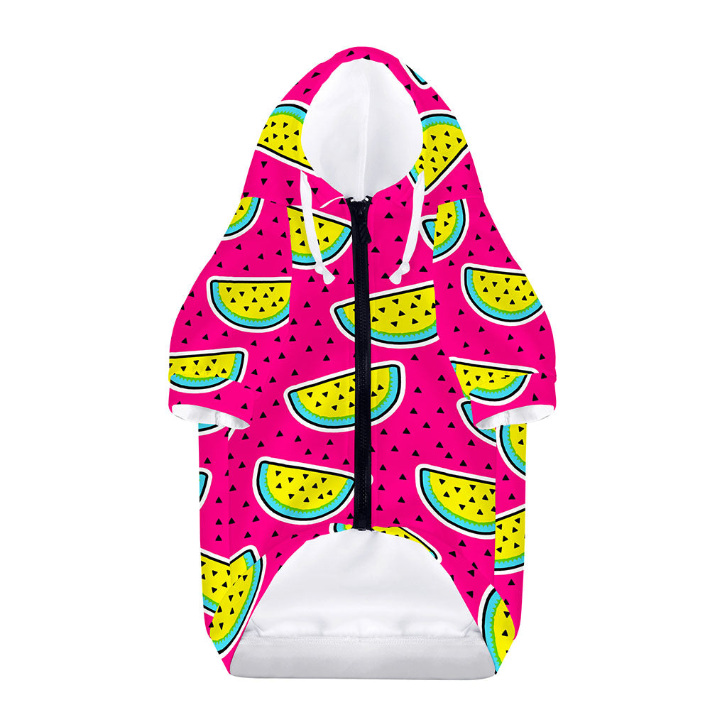 Purple Fancy Watermelon Pattern Print Dog Zip Up Hoodie