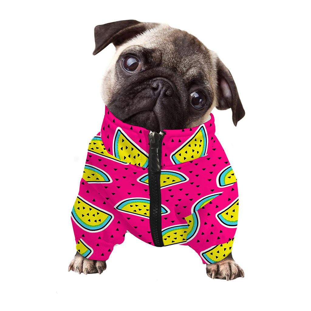 Purple Fancy Watermelon Pattern Print Dog Zip Up Jacket