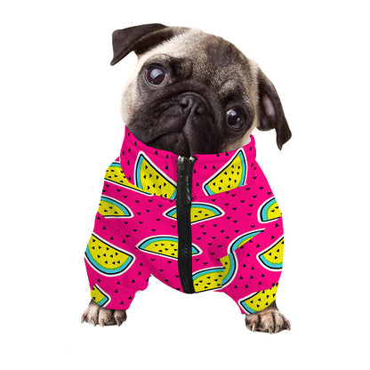 Purple Fancy Watermelon Pattern Print Dog Zip Up Jacket