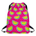 Purple Fancy Watermelon Pattern Print Drawstring Backpack