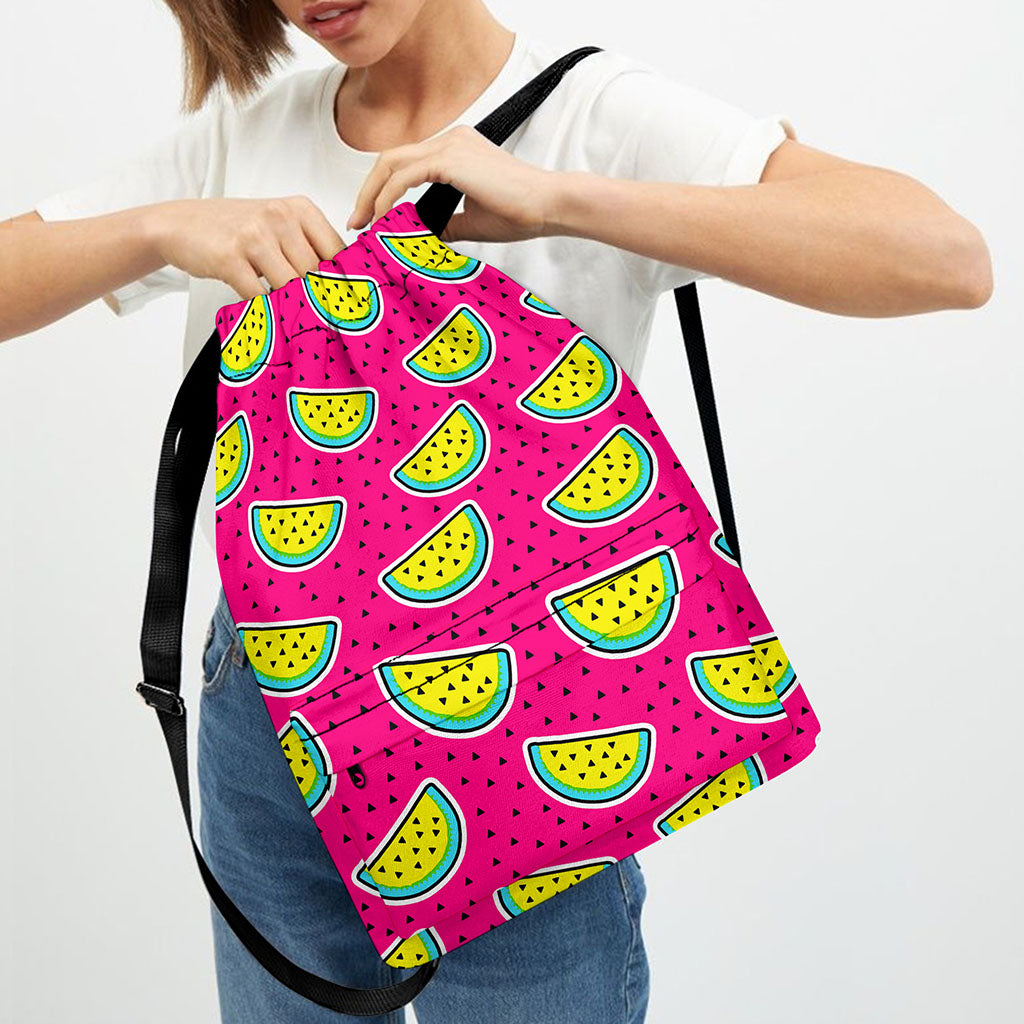 Purple Fancy Watermelon Pattern Print Drawstring Backpack