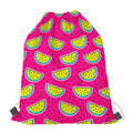 Purple Fancy Watermelon Pattern Print Drawstring Bag
