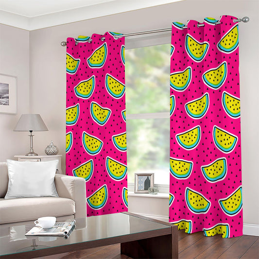 Purple Fancy Watermelon Pattern Print Extra Wide Grommet Curtains