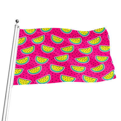 Purple Fancy Watermelon Pattern Print Flag