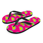 Purple Fancy Watermelon Pattern Print Flip Flops