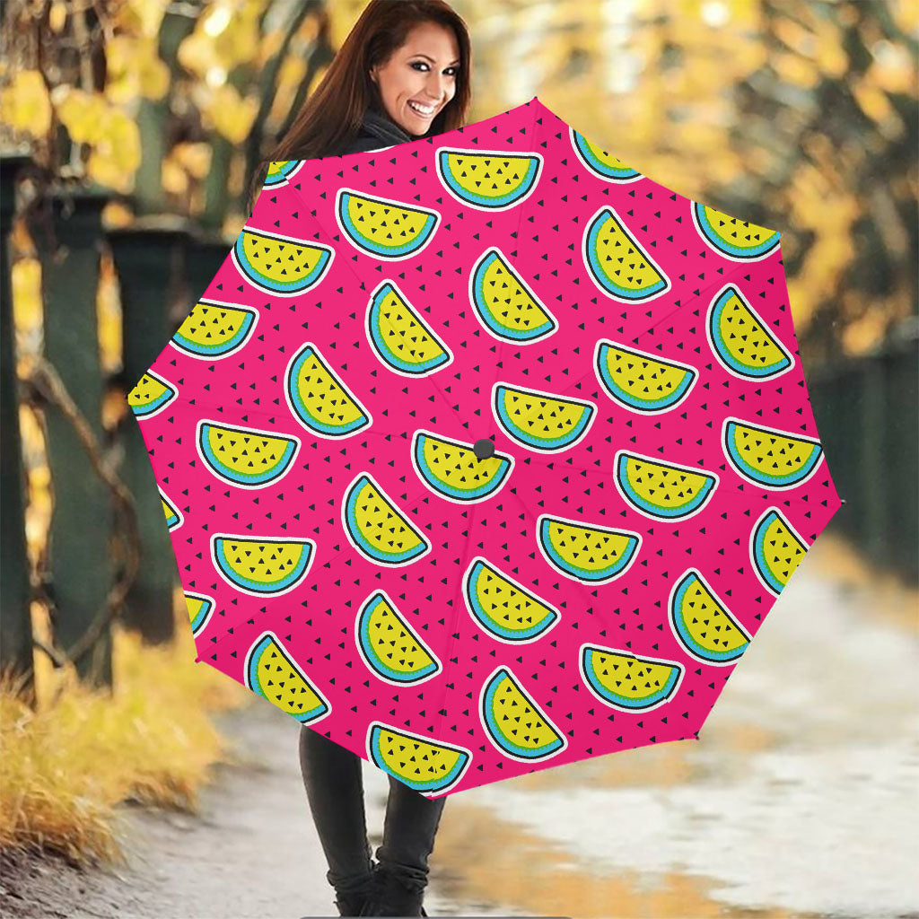 Purple Fancy Watermelon Pattern Print Foldable Umbrella