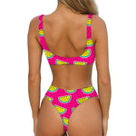 Purple Fancy Watermelon Pattern Print Front Bow Tie Bikini