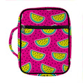Purple Fancy Watermelon Pattern Print Front Pocket Bible Bag