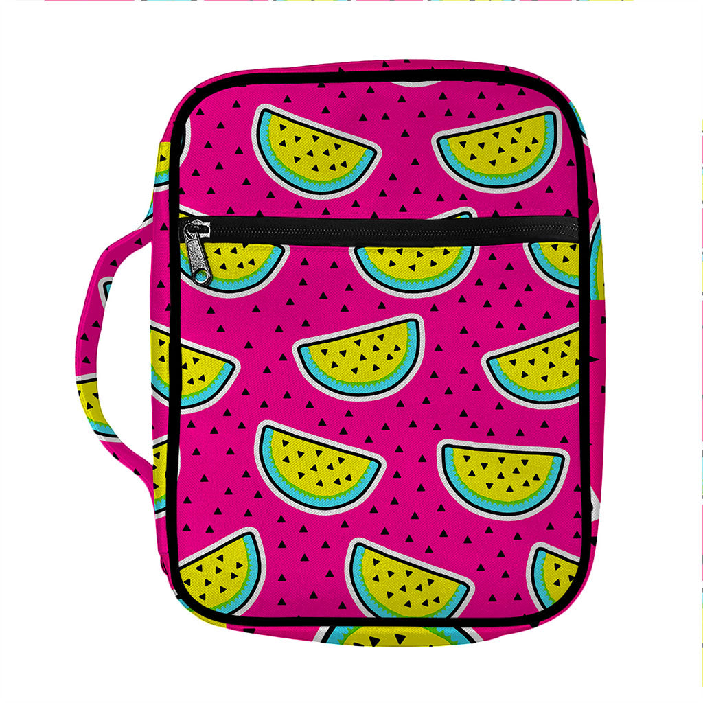 Purple Fancy Watermelon Pattern Print Front Pocket Bible Bag