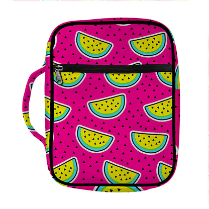 Purple Fancy Watermelon Pattern Print Front Pocket Bible Bag