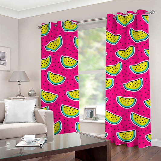 Purple Fancy Watermelon Pattern Print Grommet Curtains