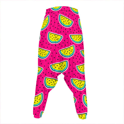 Purple Fancy Watermelon Pattern Print Hammer Pants