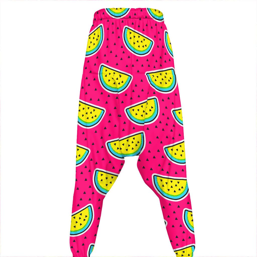 Purple Fancy Watermelon Pattern Print Hammer Pants