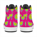 Purple Fancy Watermelon Pattern Print High Top Leather Sneakers