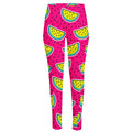 Purple Fancy Watermelon Pattern Print High-Waisted Pocket Leggings