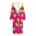 Purple Fancy Watermelon Pattern Print Hooded Bathrobe