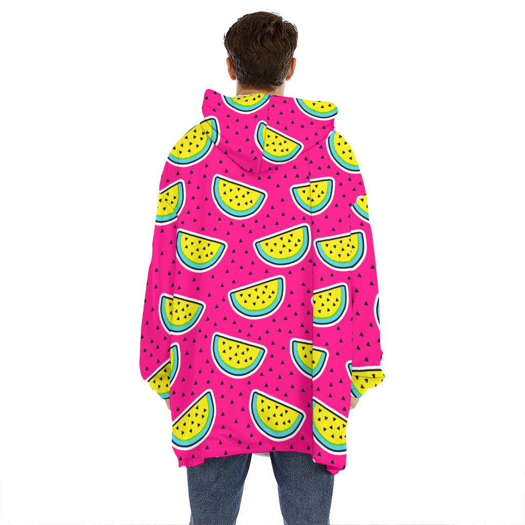 Purple Fancy Watermelon Pattern Print Hoodie Blanket
