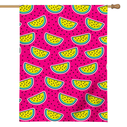 Purple Fancy Watermelon Pattern Print House Flag