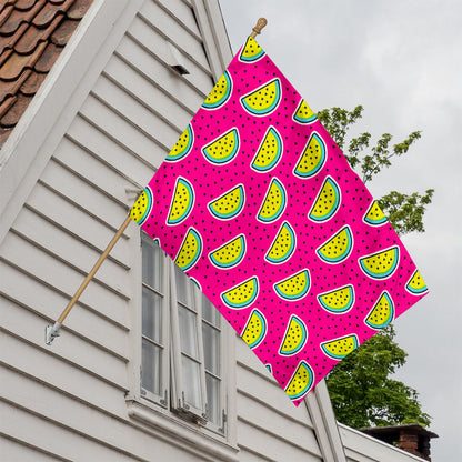 Purple Fancy Watermelon Pattern Print House Flag