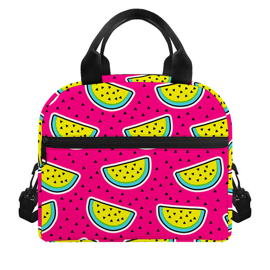 Purple Fancy Watermelon Pattern Print Insulated Lunch Bag