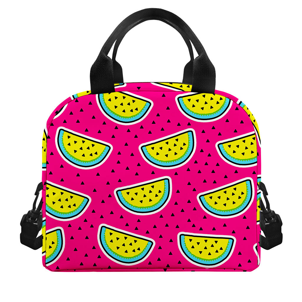 Purple Fancy Watermelon Pattern Print Insulated Lunch Bag