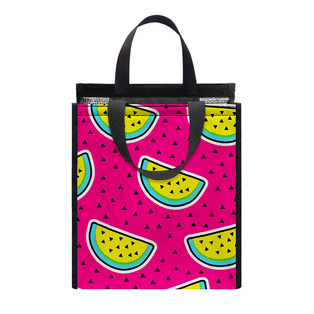Purple Fancy Watermelon Pattern Print Insulated Lunch Tote