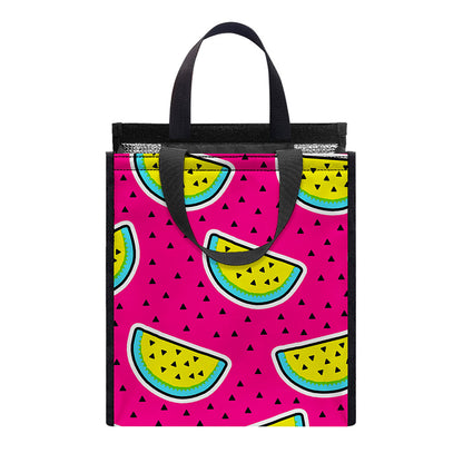 Purple Fancy Watermelon Pattern Print Insulated Lunch Tote