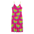 Purple Fancy Watermelon Pattern Print Jersey Midi Cami Dress