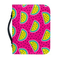 Purple Fancy Watermelon Pattern Print Leather Bible Cover