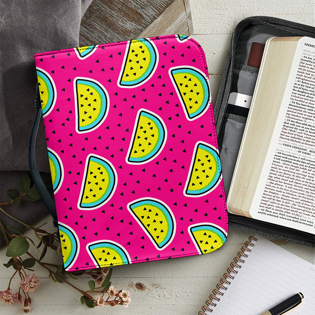 Purple Fancy Watermelon Pattern Print Leather Bible Cover