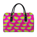 Purple Fancy Watermelon Pattern Print Leather Duffel Bag