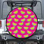 Purple Fancy Watermelon Pattern Print Leather Spare Tire Cover
