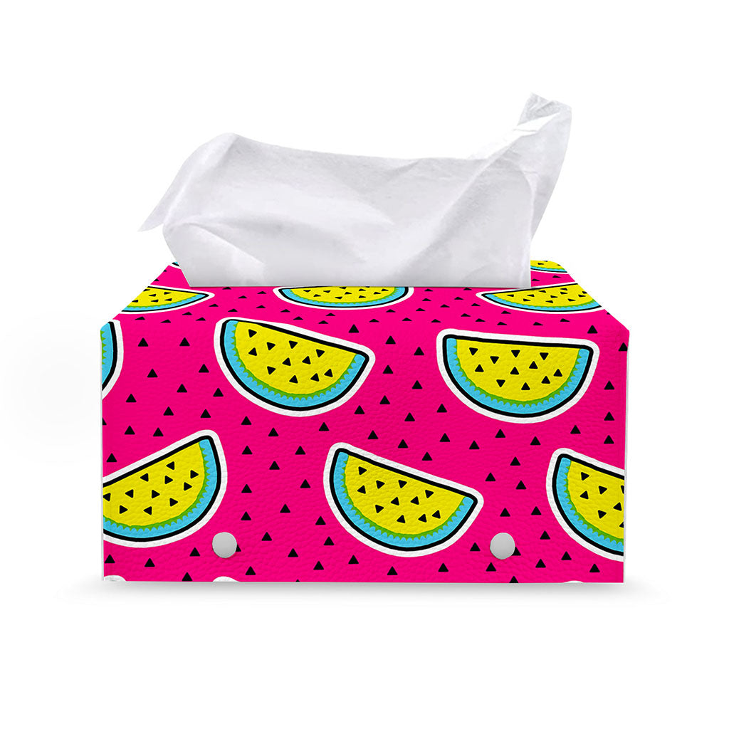 Purple Fancy Watermelon Pattern Print Leather Tissue Box Cover