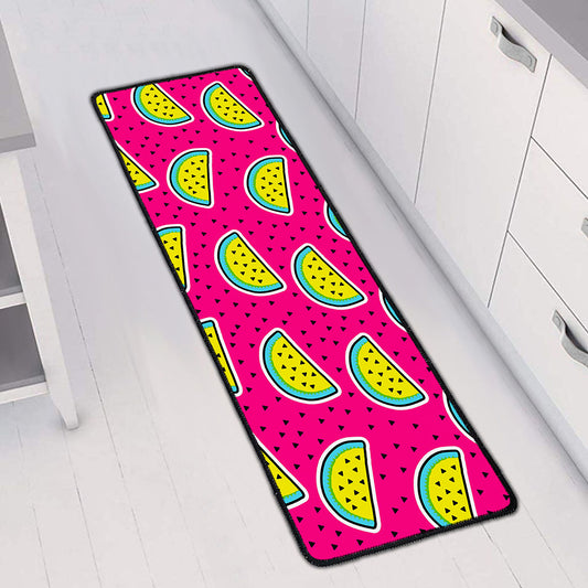 Purple Fancy Watermelon Pattern Print Long Kitchen Mat