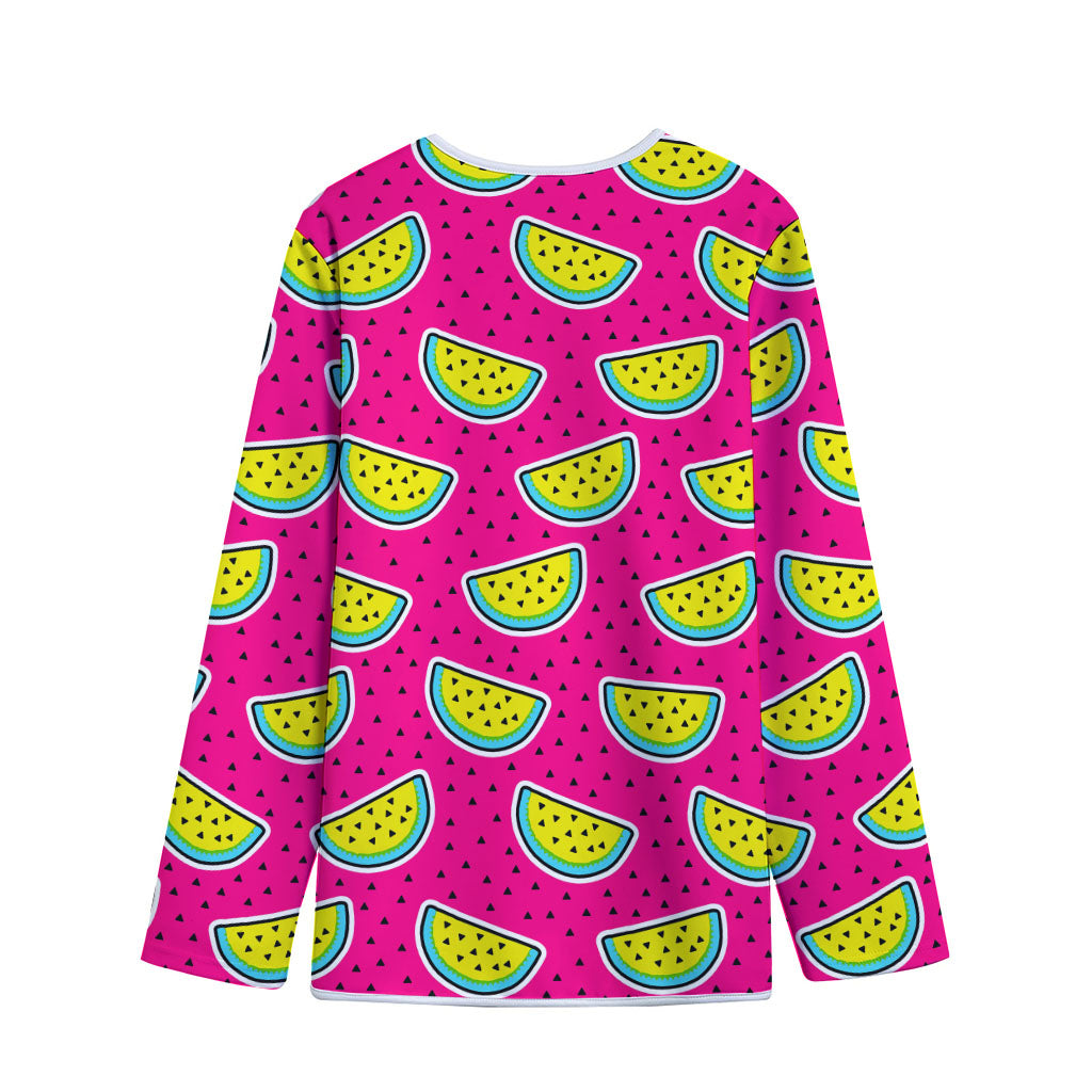 Purple Fancy Watermelon Pattern Print Long Sleeve Short Coat