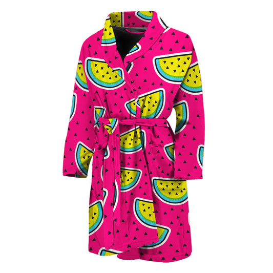 Purple Fancy Watermelon Pattern Print Men's Bathrobe